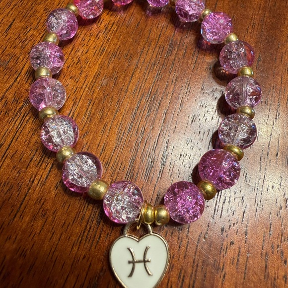 Chic Pink and Gold Pisces Zodiac Charm Bracelet - Picture 4 of 4
